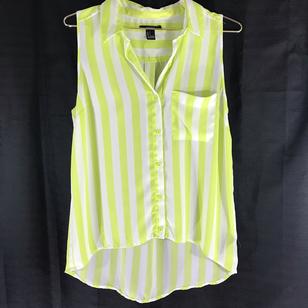 Forever 21 Neon green/white stripped top